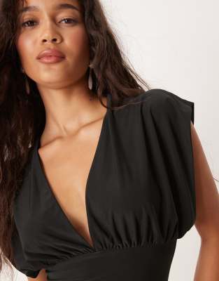 Asos Design Slinky Plunge Bodysuit In Black