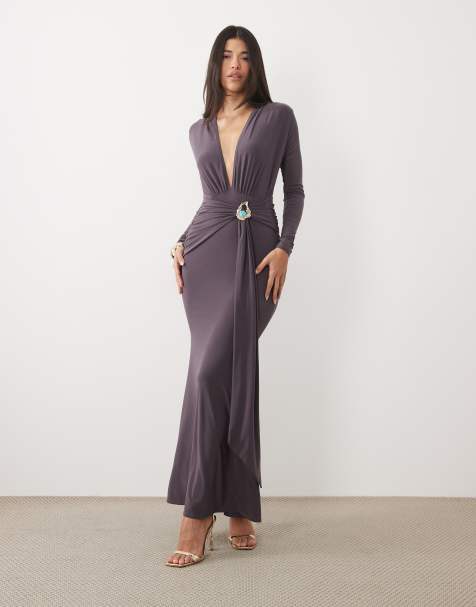 grey wedding guest dresses Gray gray formal dress for wedding guest