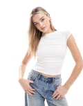 [ASOS DESIGN] ASOS DESIGN slinky short sleeve base layer top in ivory-White M Ivory