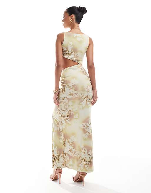 Smokey Tie Dye Open Slit Skirt Smokey Tie Dye Open Slit Skirt