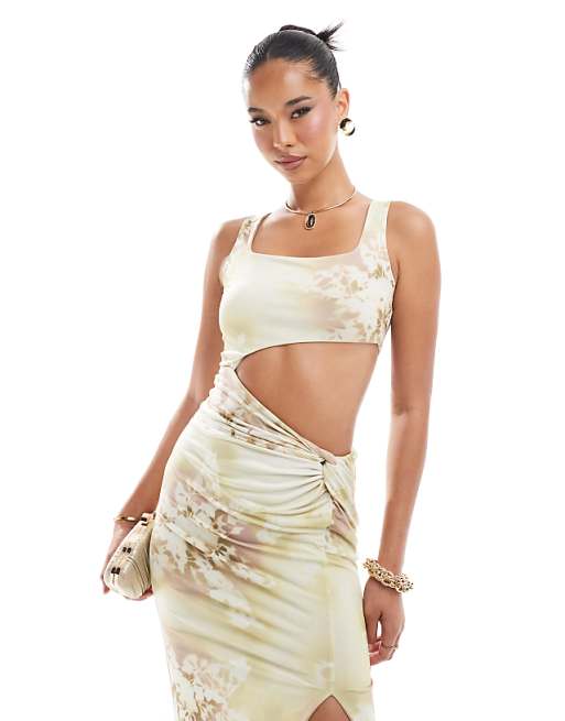 Smokey Tie Dye Open Slit Skirt Smokey Tie Dye Open Slit Skirt