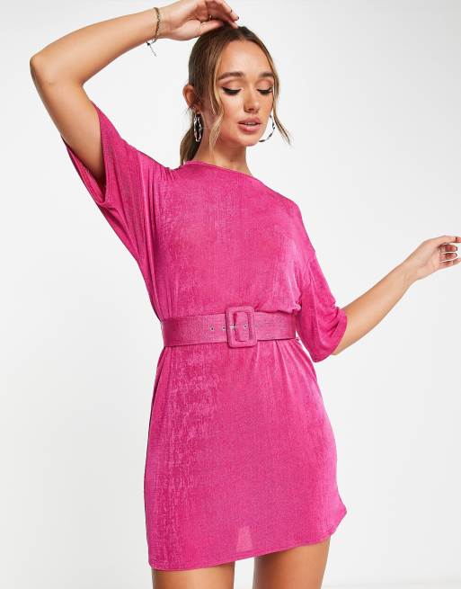 Pink belted outlet dress