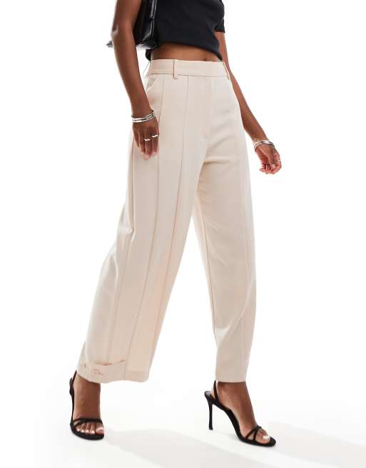 ASOS DESIGN slinky tab detail mensy tailored pants in champagne, 3 of 5