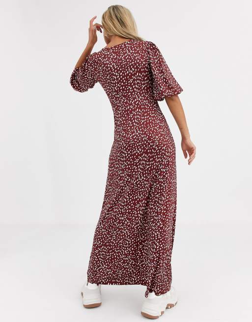 ASOS DESIGN slinky tea maxi dress in polka dot , 2 of 4