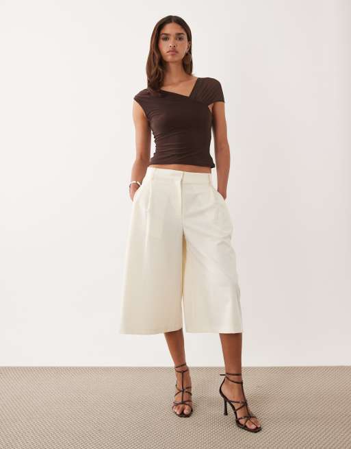 ASOS DESIGN slinky top with mesh shoulder in chocolate, 2 of 4