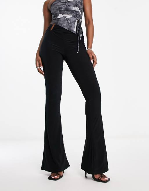 Black Slinky High Waisted Flares