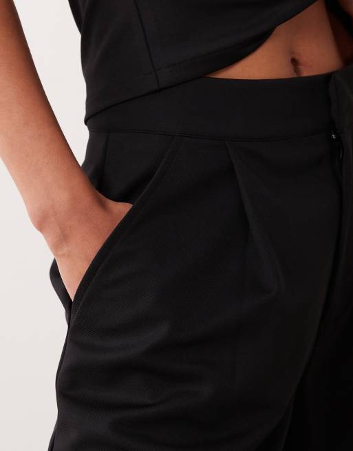 ASOS DESIGN slinky twill tailored bermuda shorts in black (part of a set), 3 of 5