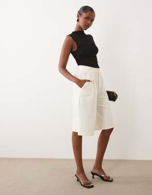 Asos Design Slinky Twill Tailored Bermuda Shorts In White