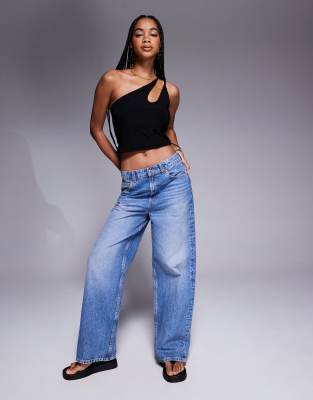 Asos Design Slinky Twist Strap One Shoulder Crop Top
