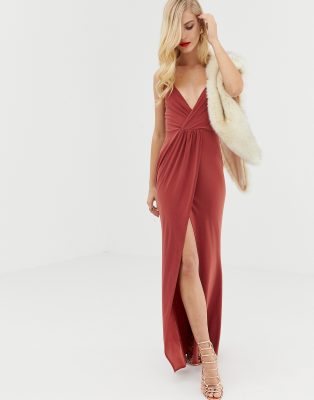 slinky wrap maxi dress