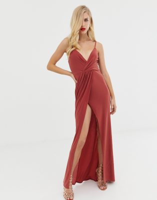 slinky wrap maxi dress