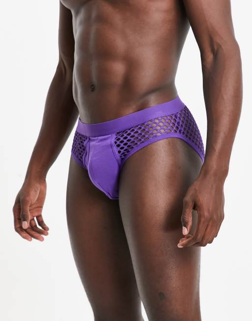 ASOS DESIGN – Slip aus Netzstoff in Lila
