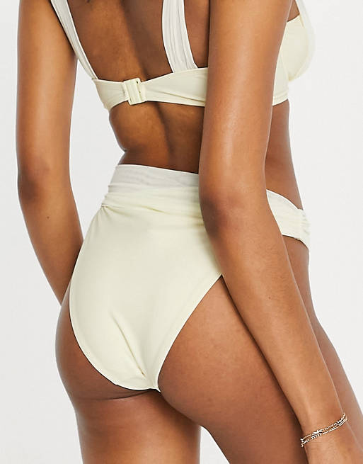 Slip bikini sgambato arricciato in rete gialla Asos Donna Sport & Swimwear Costumi da bagno Bikini Bikini Sgambati 