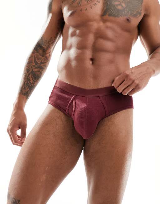 ASOS DESIGN - Slip bordeaux a coste