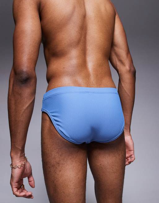 ASOS DESIGN - Slip da bagno testurizzati blu, 3 di 4