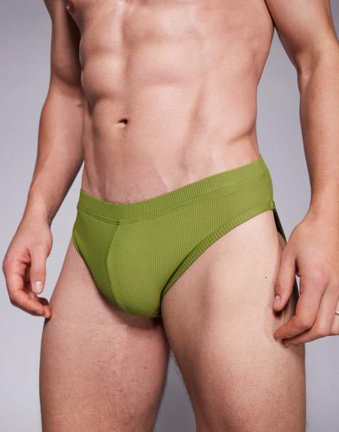 ASOS DESIGN - Slip da bagno verdi testurizzati - view 1