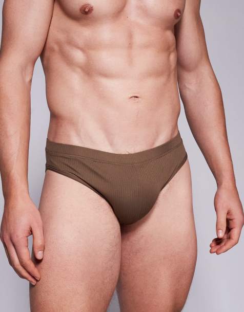 ASOS DESIGN - Slip de bain texturé - Marron - view 1