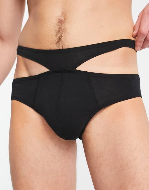 ASOS DESIGN - Slip in jersey a vita alta neri con fascette