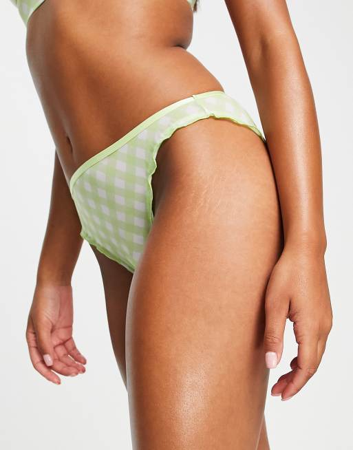 ASOS DESIGN - Slip in rete lime a quadretti con volant