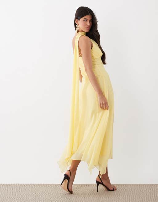 ASOS DESIGN slip maxi dress with scarf detail in buttermilk | ASOS