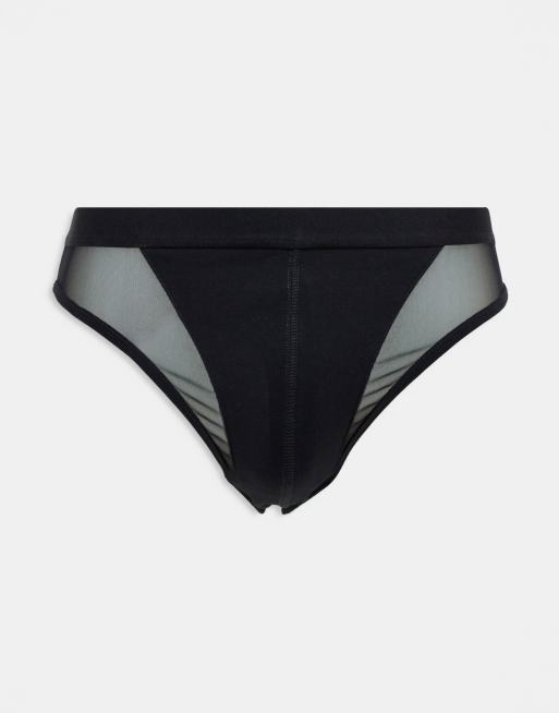 ASOS DESIGN - Slip neri con dettagli trasparenti
