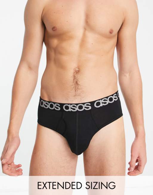 ASOS DESIGN - Slip neri con fascia in vita con logo metallizzato