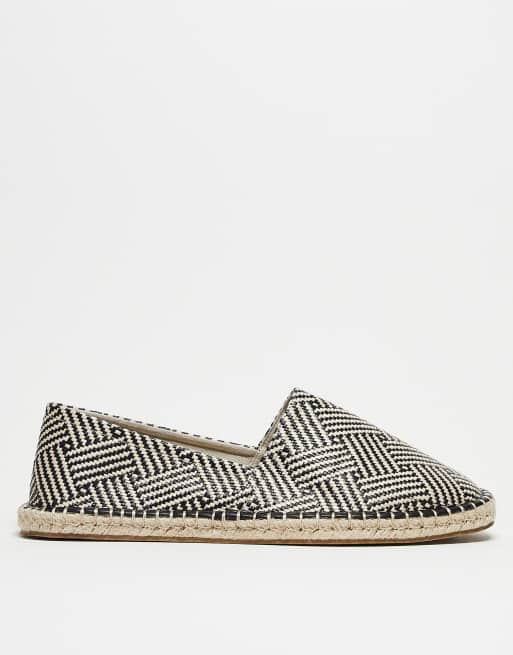 ASOS DESIGN slip on espadrilles in black and white weave, 3 of 4