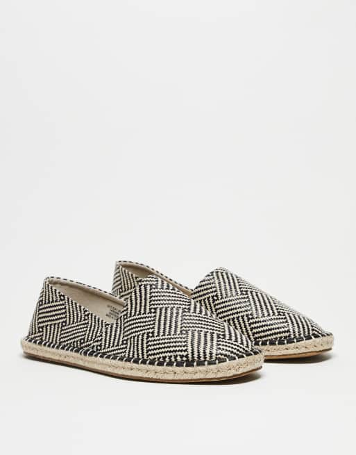 ASOS DESIGN slip on espadrilles in black and white weave, 4 of 4
