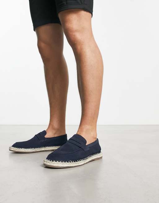 ASOS DESIGN slip on espadrilles in navy suede