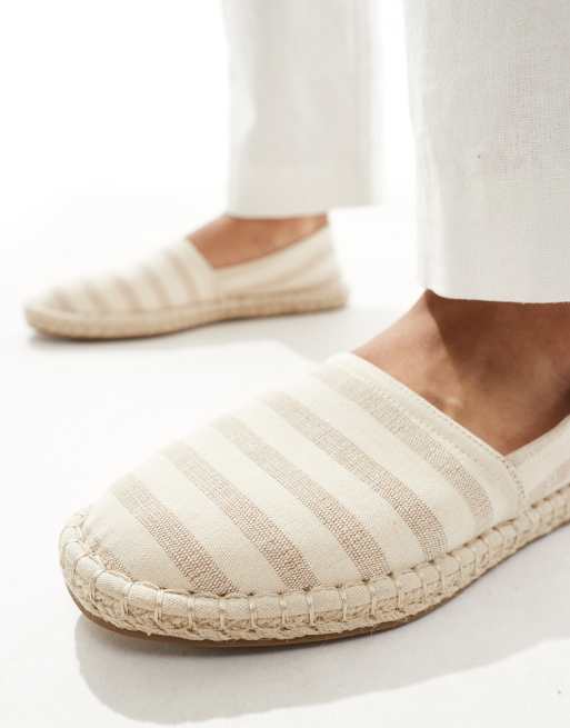 ASOS DESIGN slip on espadrilles in stone canvas stripe, 3 of 4