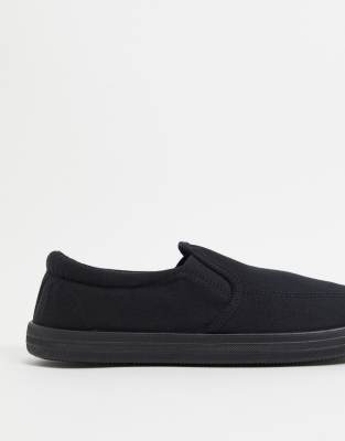 black canvas slip on shoes