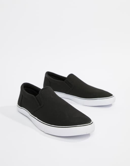 Mens black slip hot sale on plimsolls