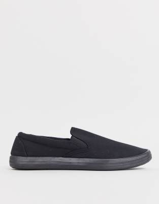 black slip on plimsolls