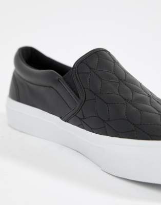 black quilted slip on shoes