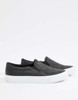 black slip on plimsolls