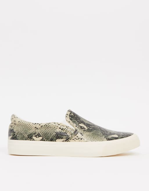 ASOS DESIGN slip on plimsolls in faux snake