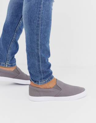 gray canvas slip on shoes