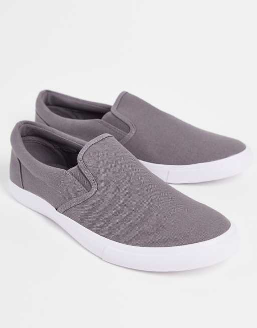 ASOS DESIGN slip on plimsolls in grey | ASOS