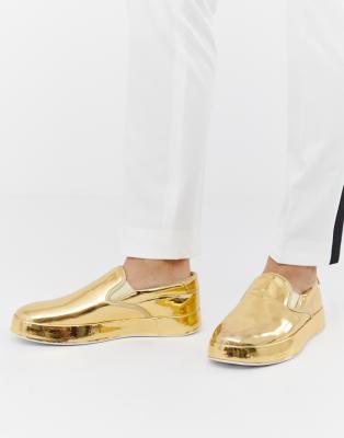 gold slip ons