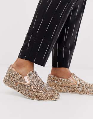 rose gold slip on plimsolls