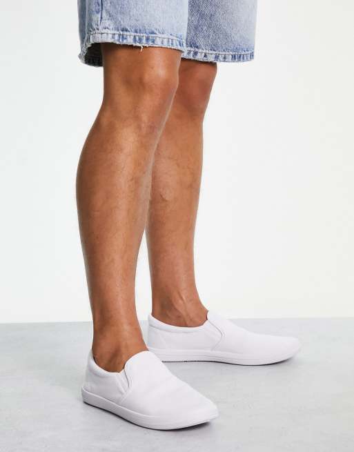 ASOS DESIGN slip on plimsolls in white canvas