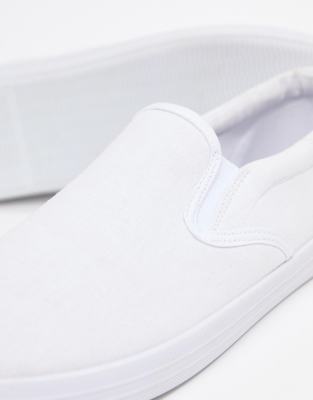 ASOS DESIGN slip on plimsolls in white 