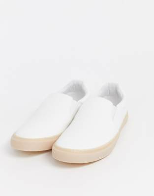 white plimsolls slip on