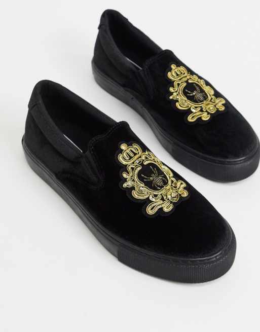 Black velvet sale slip on sneakers