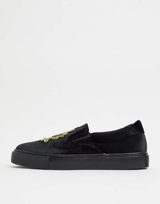 Black velvet slip store on sneakers