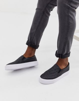 black quilted slip on sneakers