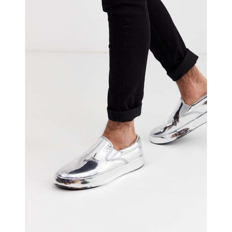 ASOS DESIGN sneakers in metallic silver