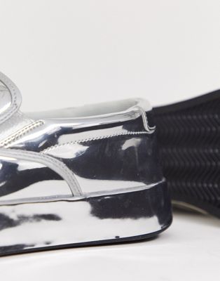 ASOS DESIGN slip on sneakers in metallic mirror silver
