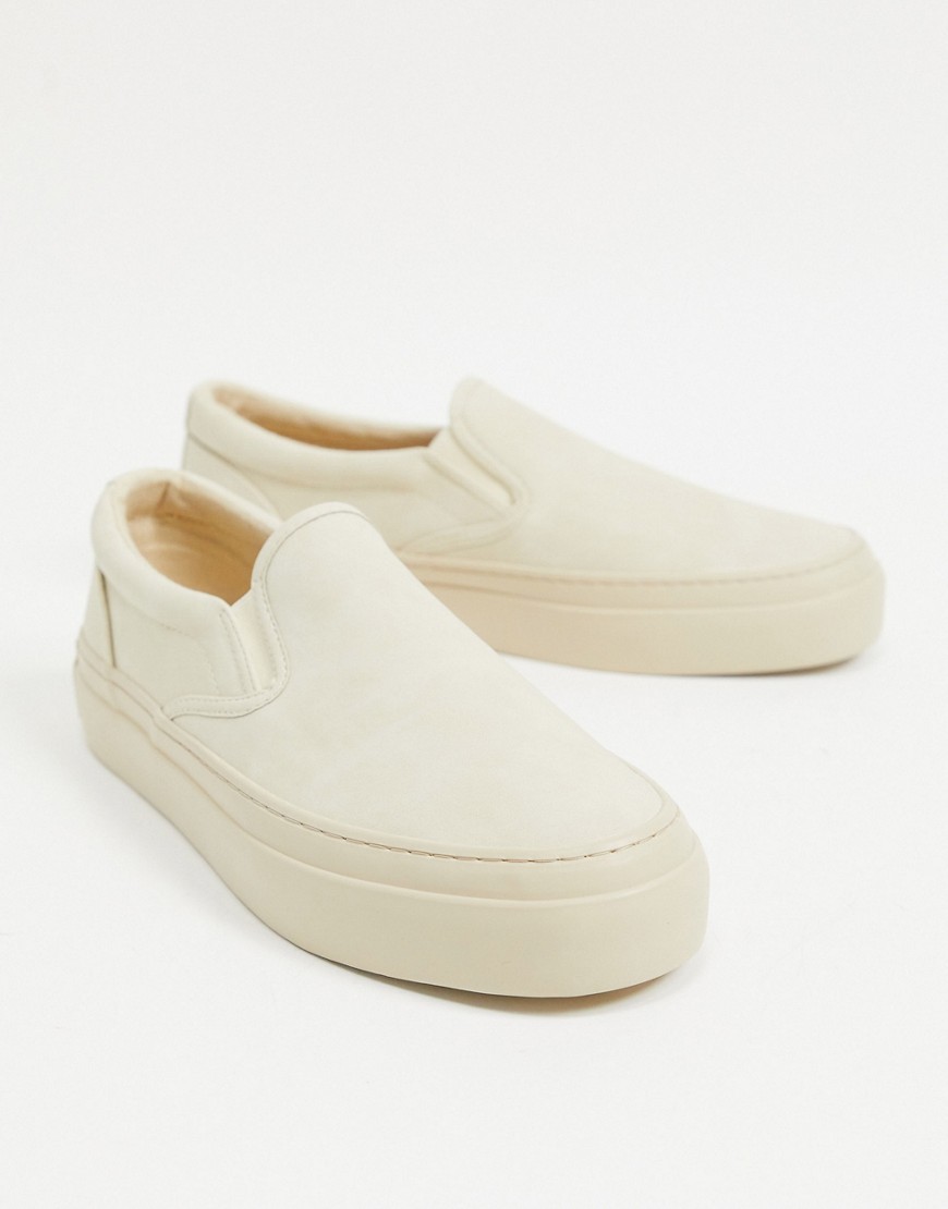 ASOS DESIGN Slip On Sneakers In Stone With Chunky Sole-Neutral