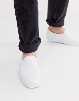 white quilted slip on sneakers